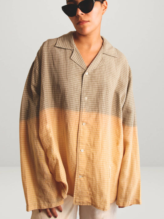 DIP DYE CHECK OVERSIZED SHIRT